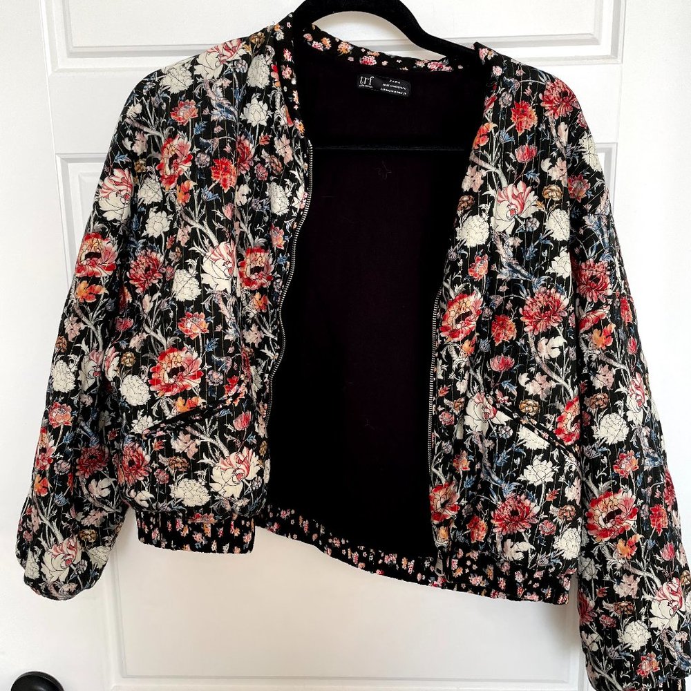 Zara Floral Printed Bomber Jacket